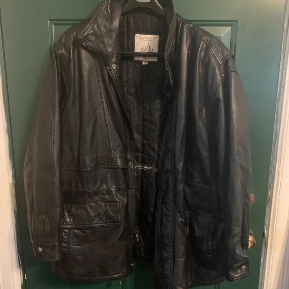 Mens Clipper Mist/London Fog Leather Anorak